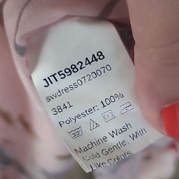 🎁3/$30🎁 Shift Dress Pink Floral w Matching Tie Waist sz L - Picture 7 of 7